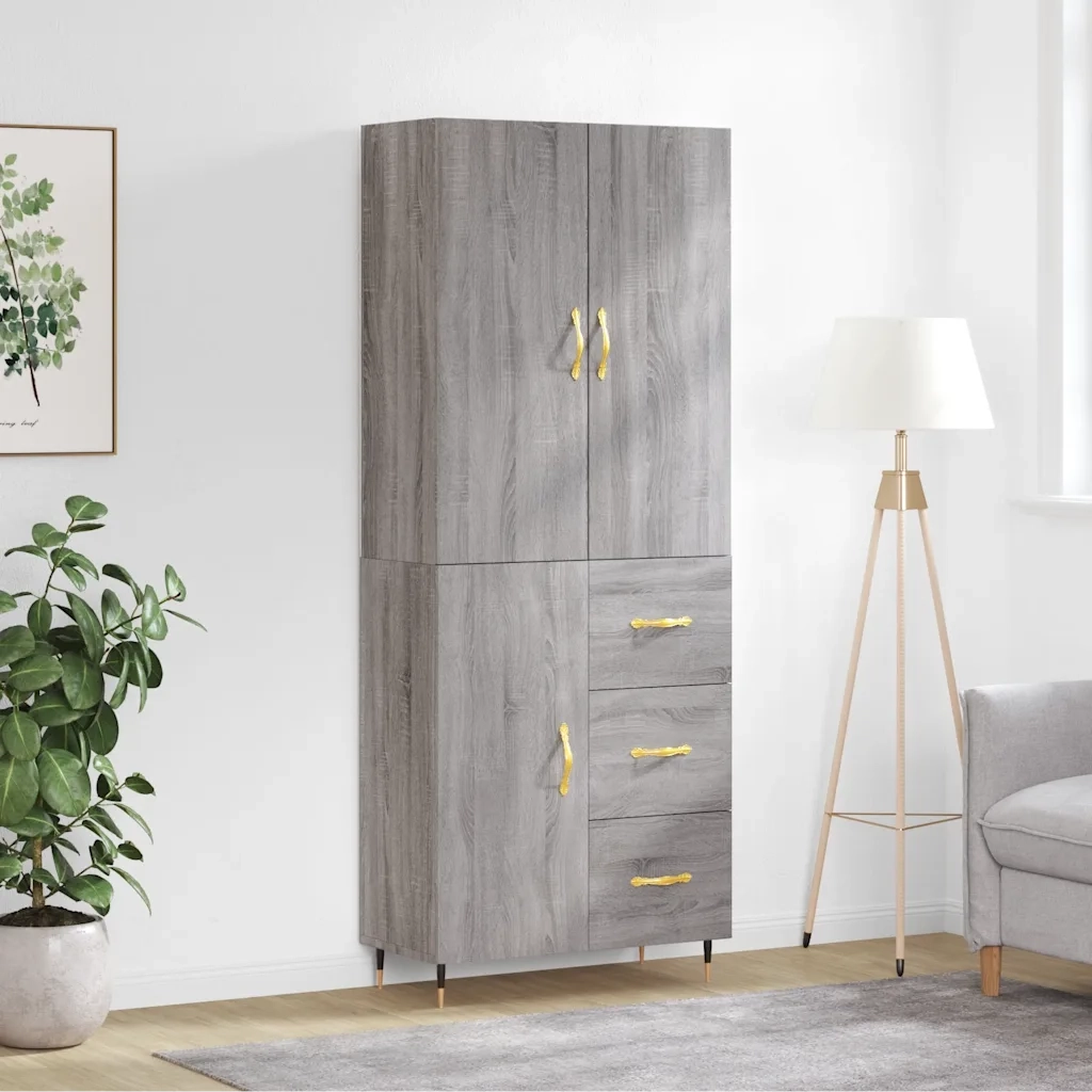 vidaXL Credenza Grigio Sonoma 69,5x34x180 cm in Legno Multistrato