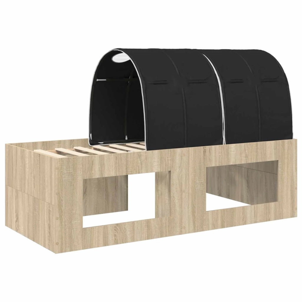 Letto con Tunnel 3 pz Rovere Sonoma e Nero Legno ingegnerizzato 3423676