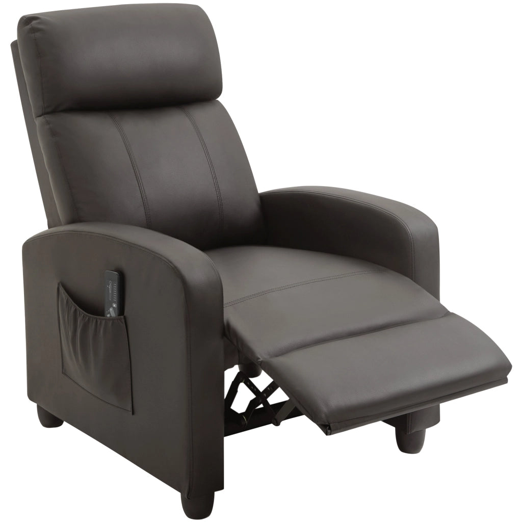 Poltrona Relax Massaggiante con Telecomando e 8 Programmi, Reclinazione e Poggiapiedi, 68x88x98cm, Marrone