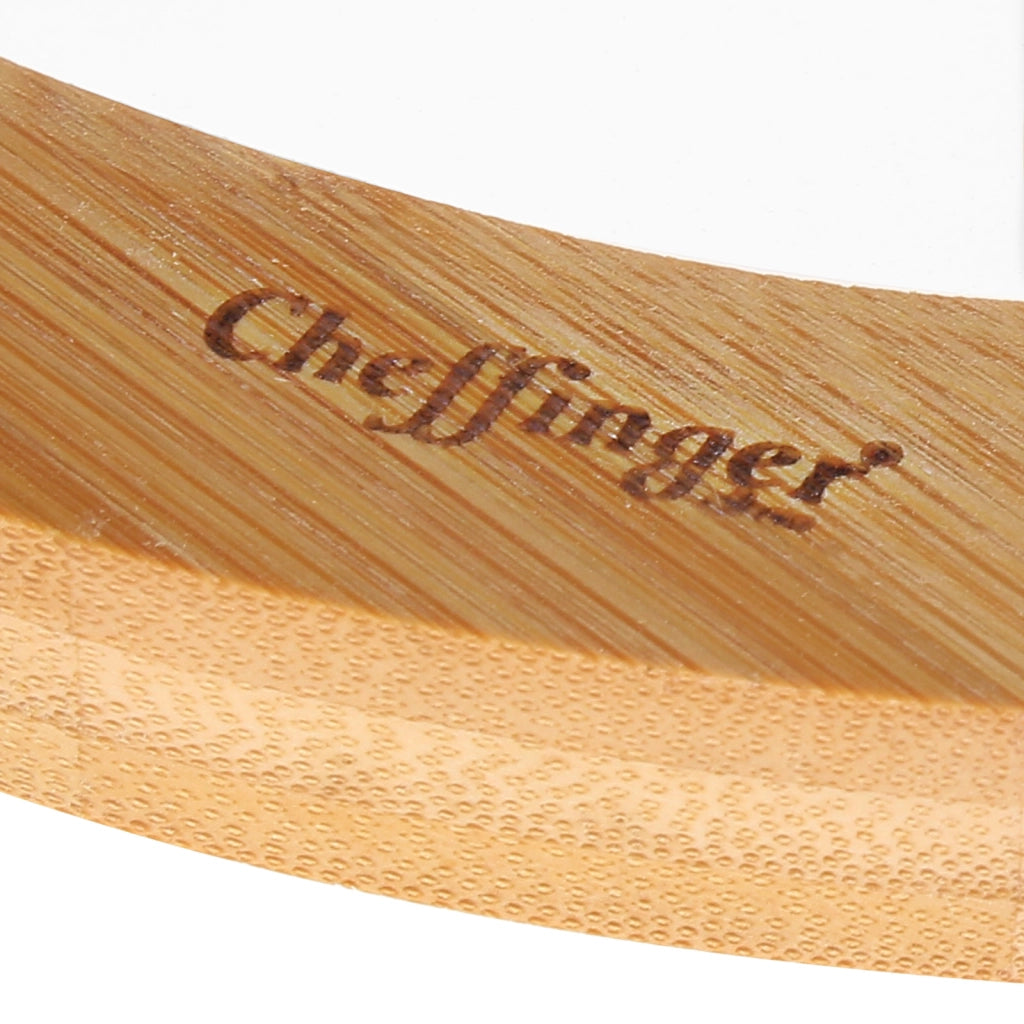 Insalatiera in vetro con base in bambù e utensili inclusi, ultra pratica Trasparente Cheffinger