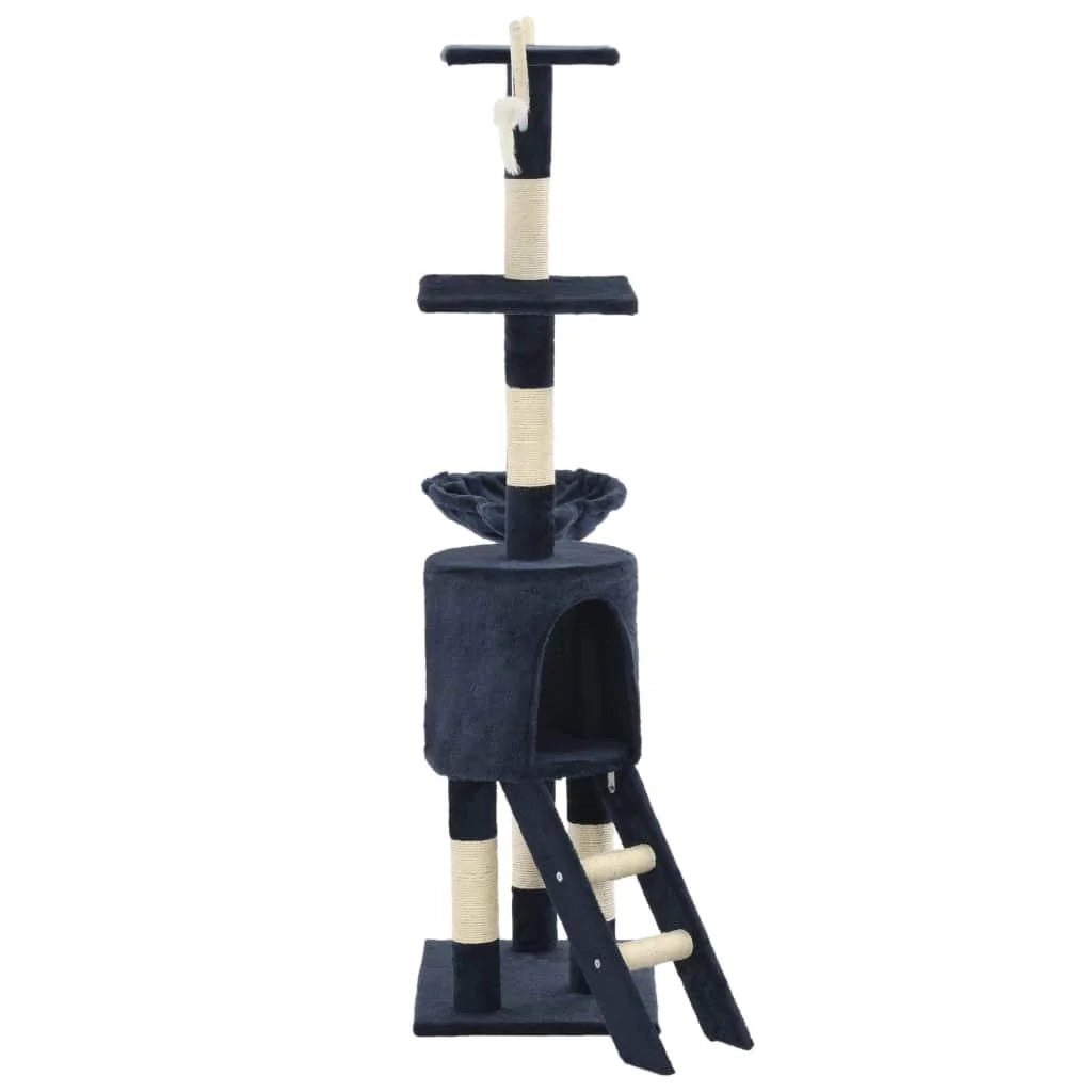 Tiragraffi albero per gatti cuccia per gatti giocattolo peluche sisal 138 cm blu scuro 3702052