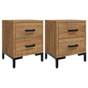 Set di 2 Comodini | Armadio da Notte | Mobiletto da notte 36x30x45 cm in Legno Massello di Pino