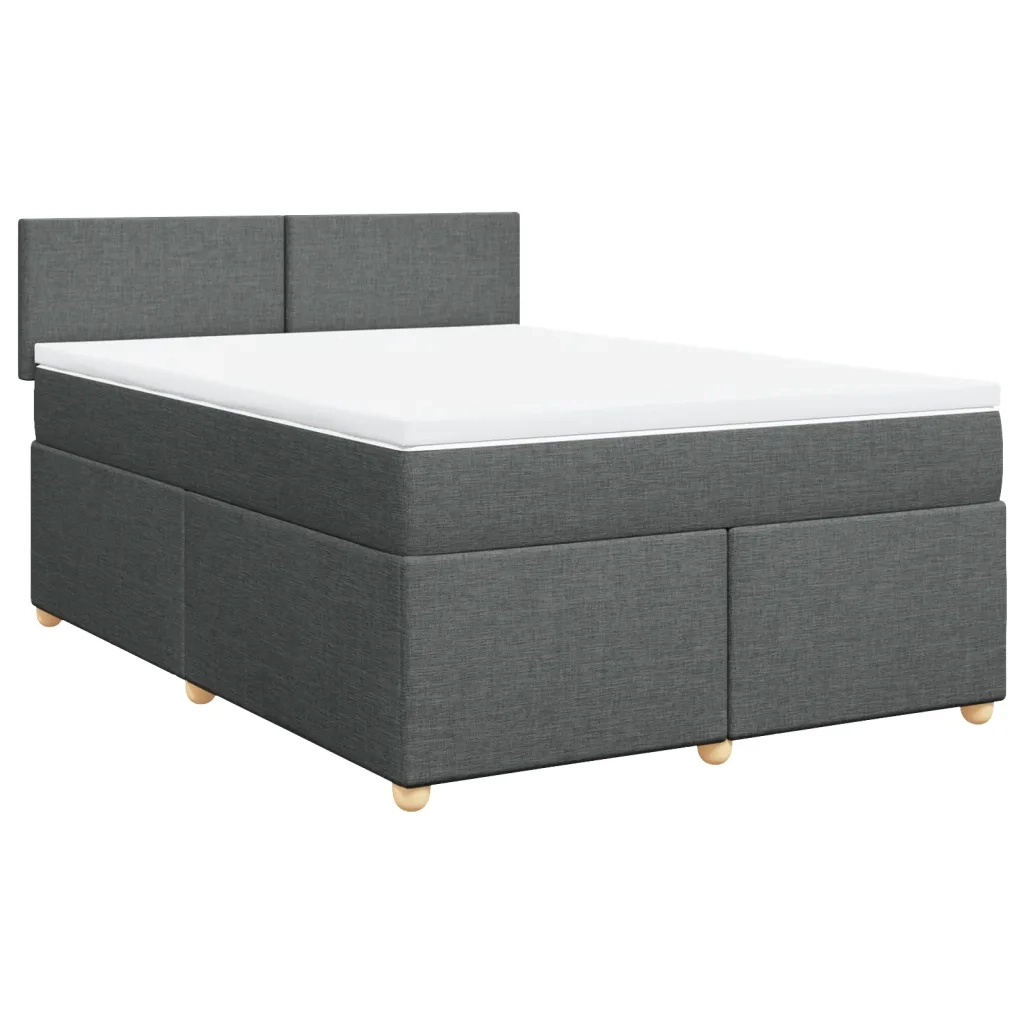 vidaXL Giroletto a Molle con Materasso Grigio Scuro 160x200 cm Tessuto