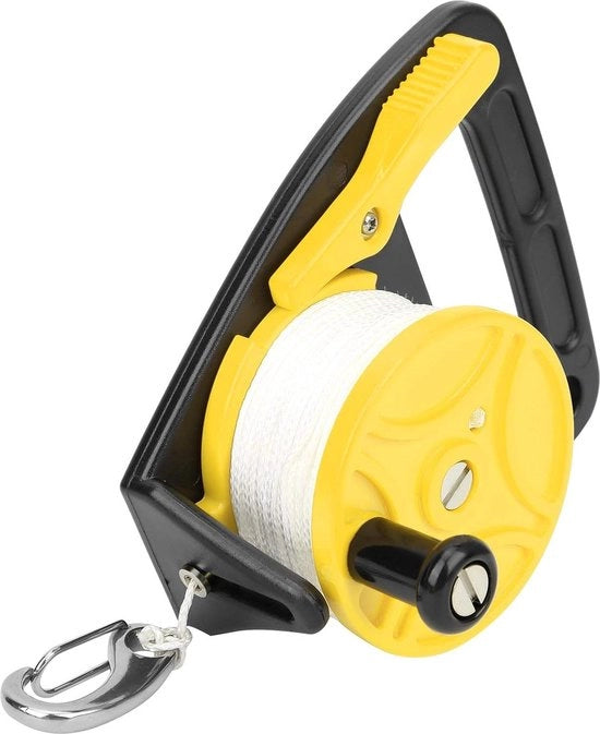 Cavo di immersione portatile da 45 metri composto da ruota di immersione leggera per snorkeling e kayak giallo