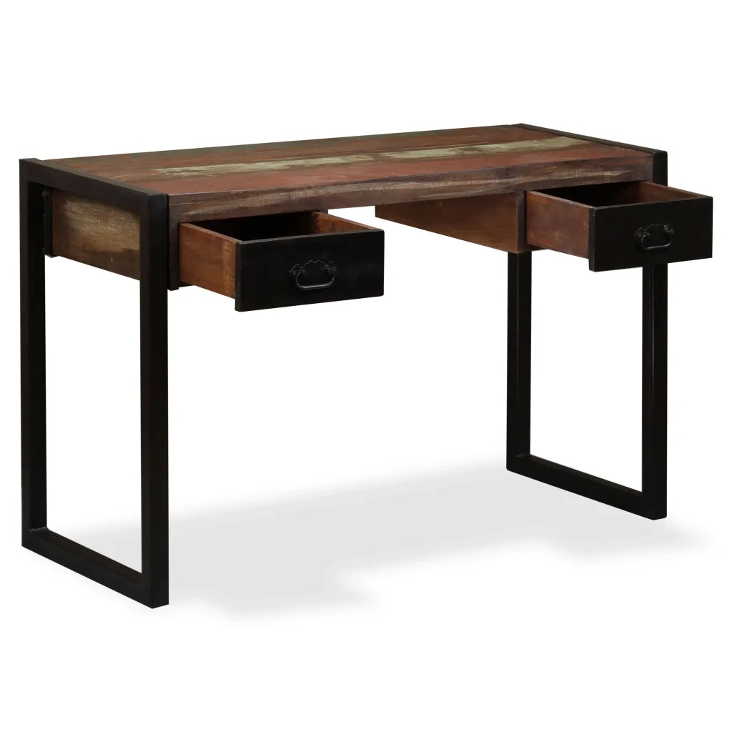 Scrivania a 2 Cassetti Legno Massello di Recupero 120x50x76 cm 244905