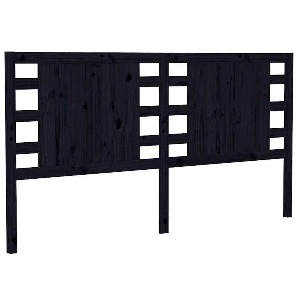 Testiera per Letto-Testata-Testiera Decorativa Nera 146x4x100 cm in Legno Massello di Pino 970045