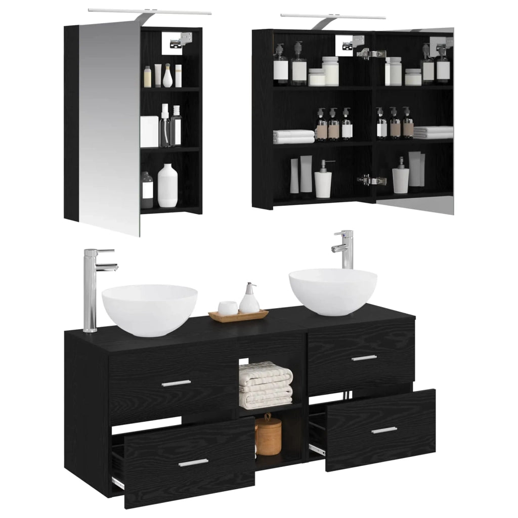 Set di mobili per il bagno 5 pcs Rovere Nero 3406712