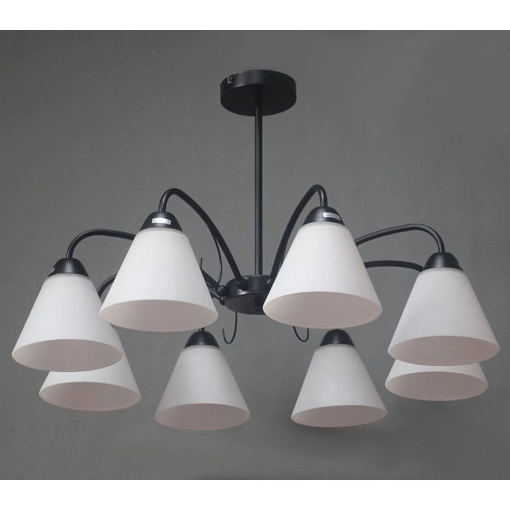 Trade Shop - Lampadario Moderno A 8 Bracci Coppe In Vetro Lampada A Sospensione Luci E27 00859 -