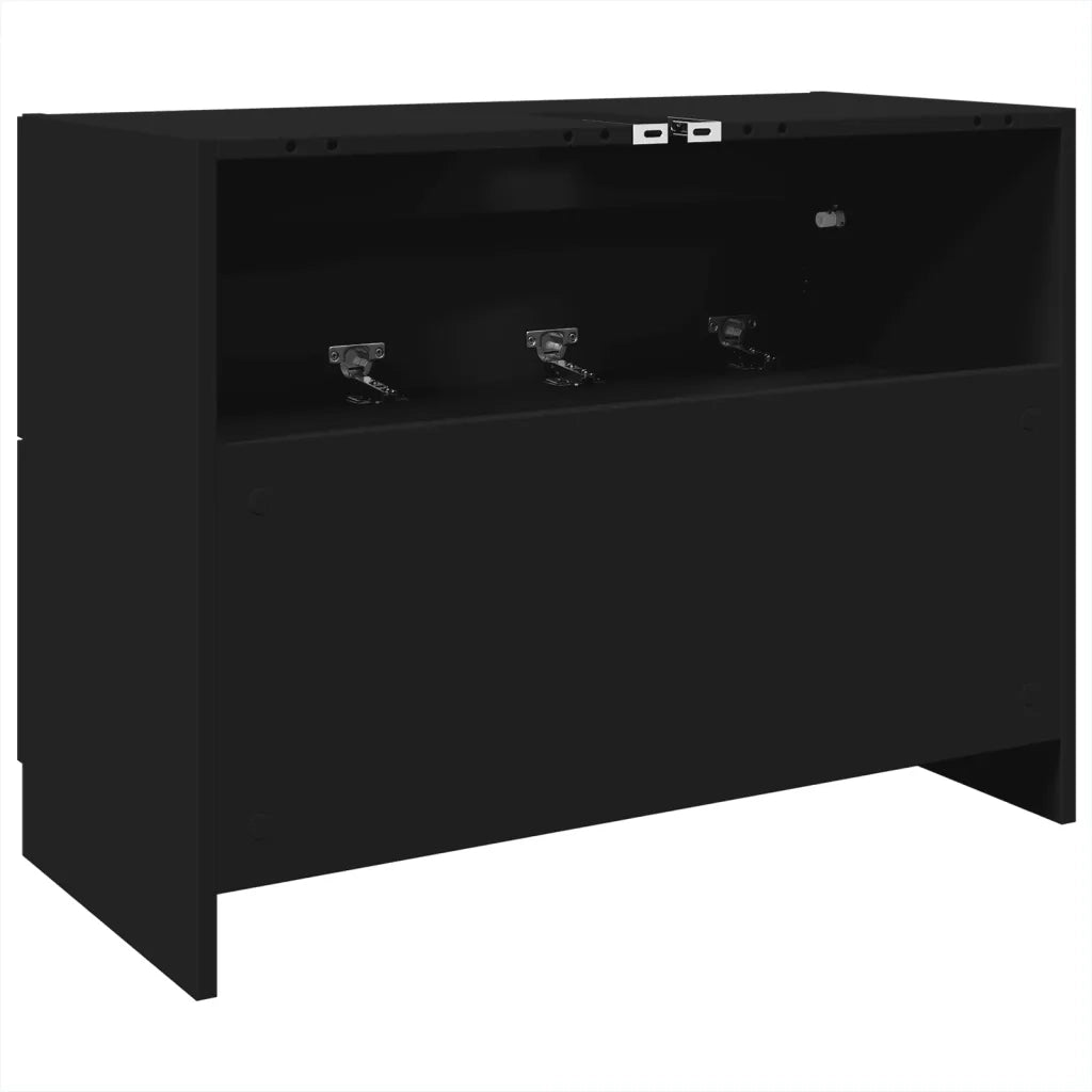 Mobile Lavabo-Armadietto da bagno Nero 78x37x59 cm in Truciolare