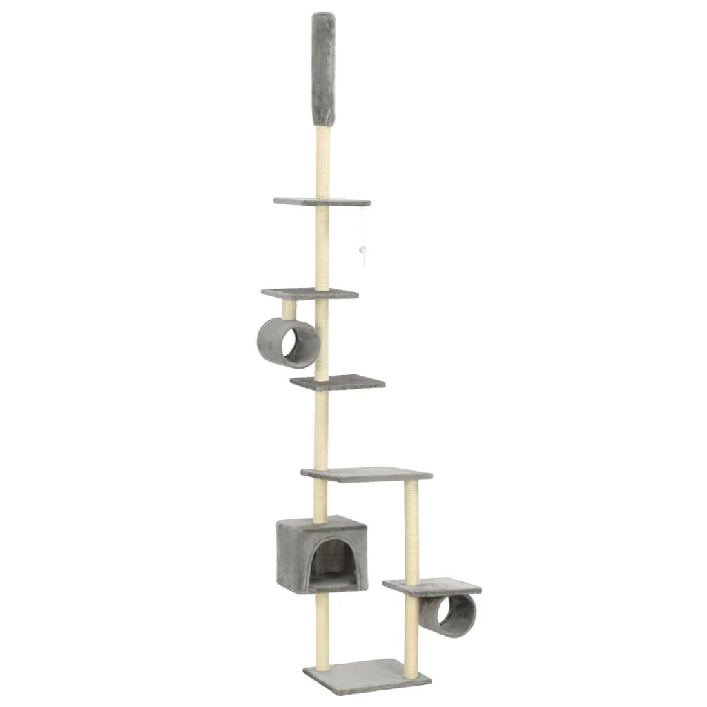 Tiragraffi albero per gatti cuccia per gatti giocattolo peluche sisal 260 cm grigio 3702111