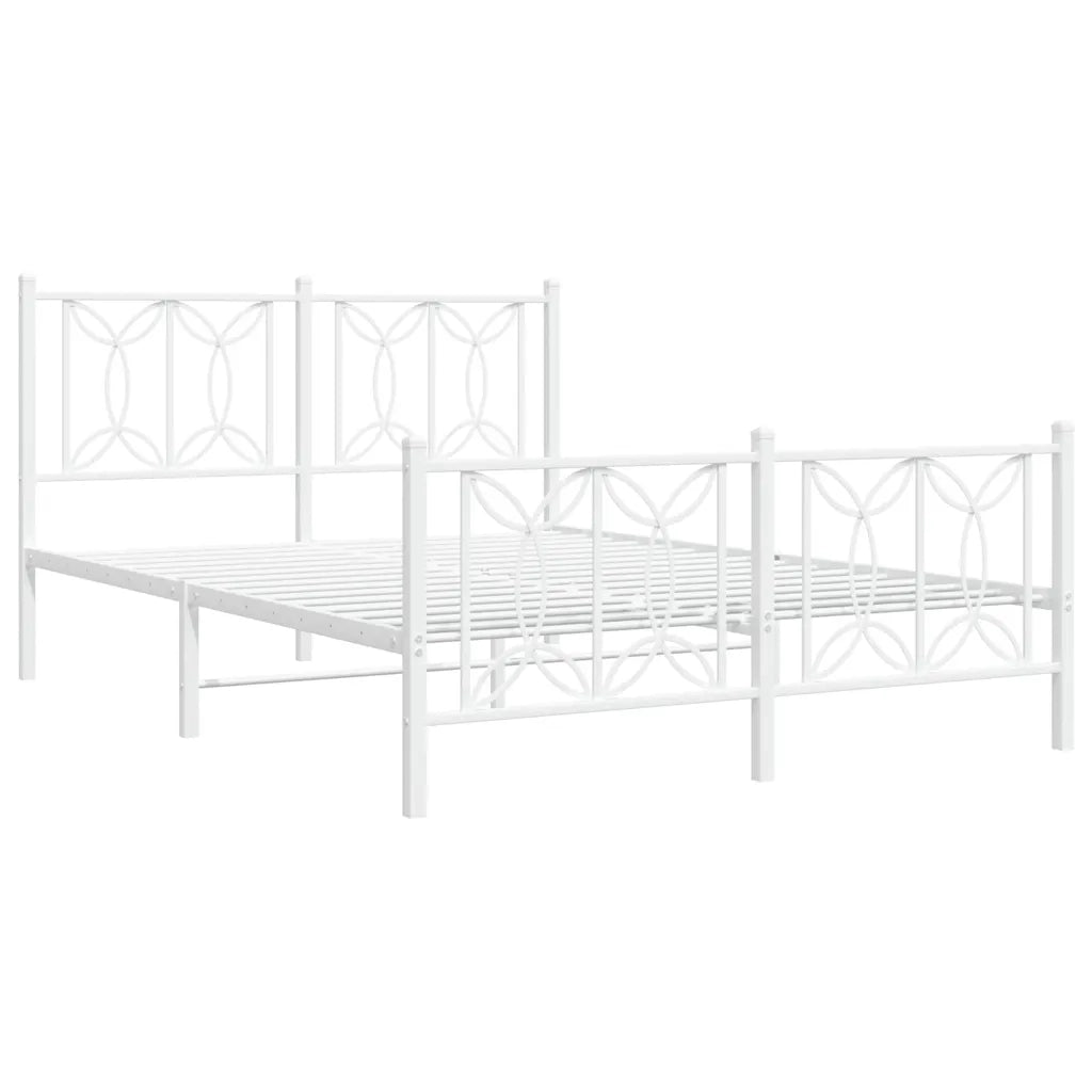 vidaXL Giroletto con Testiera e Pediera Metallo Bianco 135x190 cm