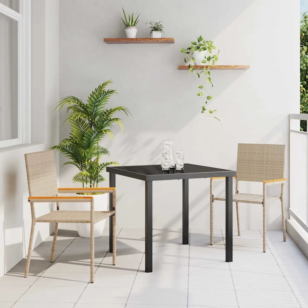 Sedie impilabili da giardino 2 pz | Sedie da Esterno Crema e Marrone
