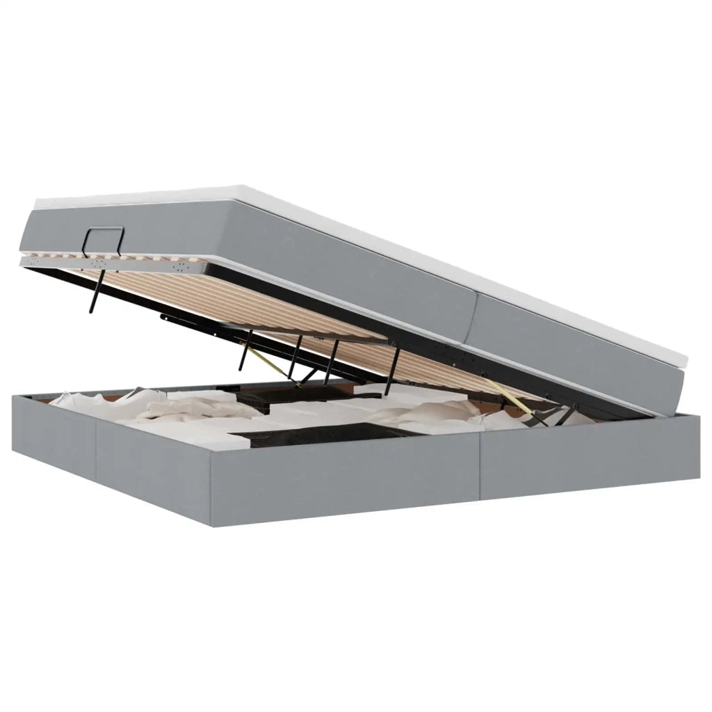 Letto con contenitore e materasso Grigio chiaro 200 x 200 cm 3370248
