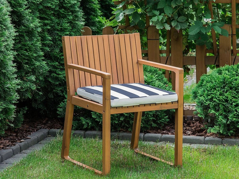 Cuscino di seduta per sedia da giardino Tessuto resistente all'acqua a righe bianche e blu navy