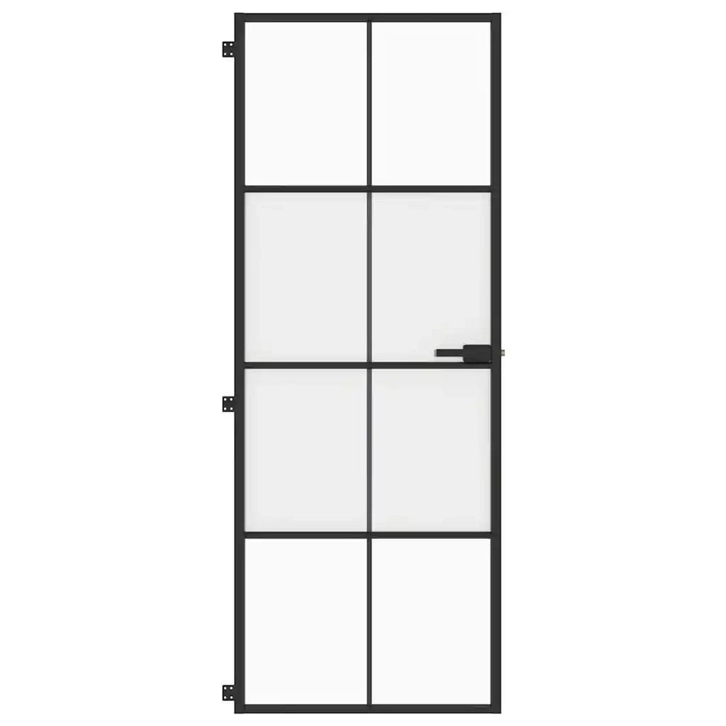 Porta Interni Sottile Nera 76x201,5cm Vetro Temperato Alluminiocod mxl 131719
