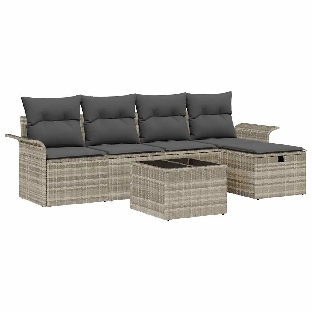 Set Divano da Giardino 6 pcs Grigio chiaro polyrattan 3358871