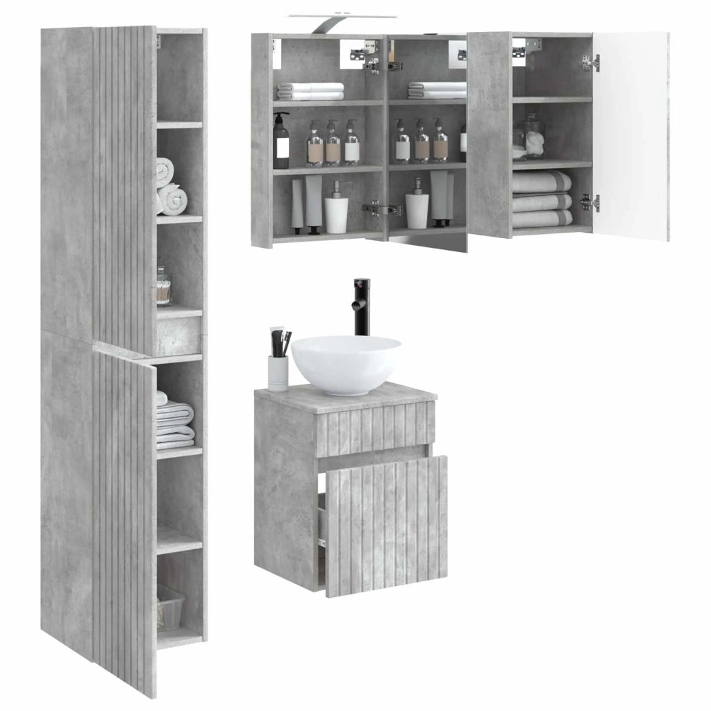 Set di Armadi da Bagno 5 pcs Grigio Cemento 40 x 10,5 x 60,5 cm 3407338