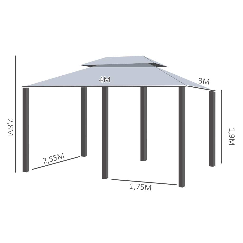 Tenda da giardino ¨C zephmum ¨C 3x4x2.8 m grigio