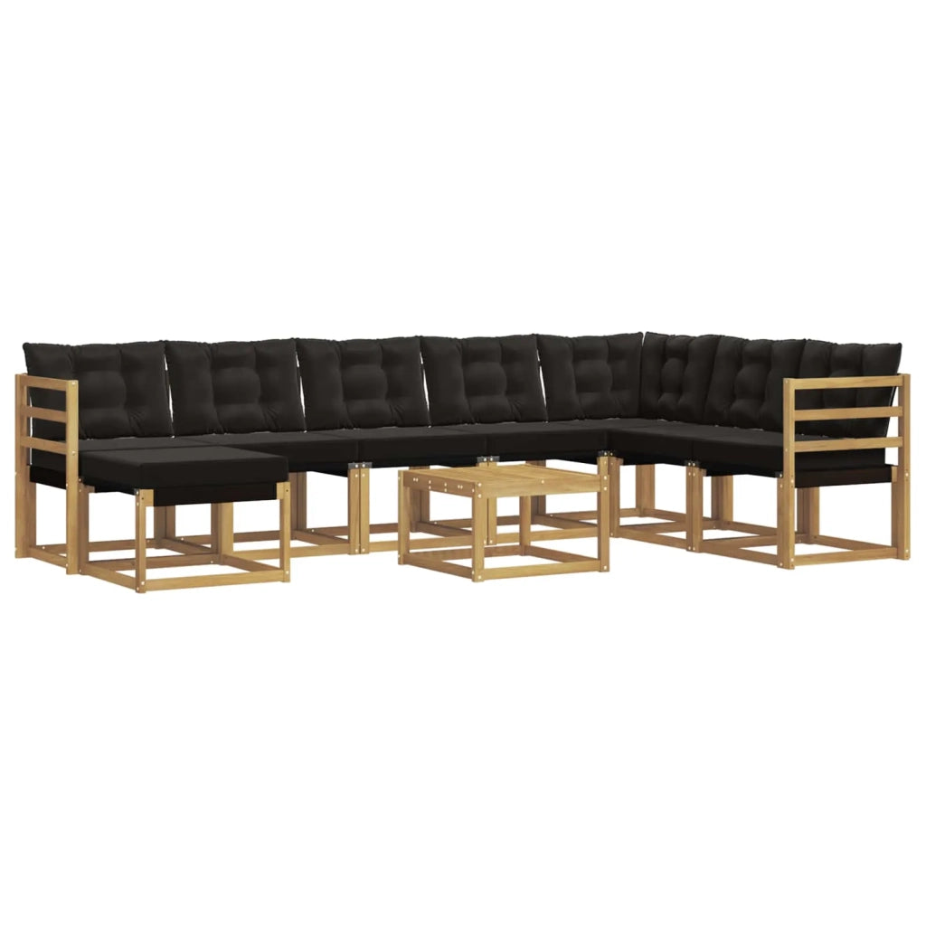 Set di divani da esterno con cuscino 9 pcs Bianco e Nero