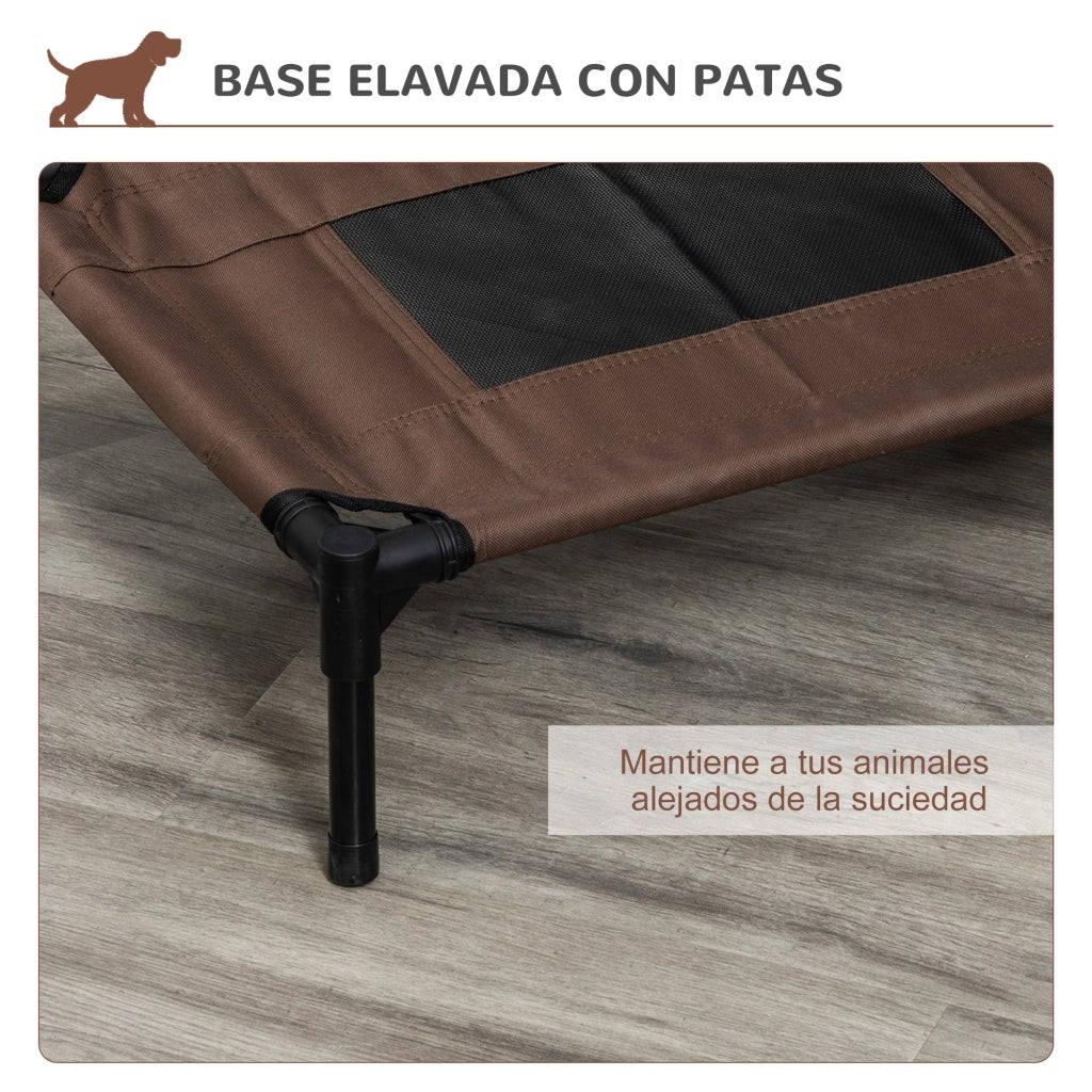 Letto per Cani Gatti Portatile con Zona a Maglia ¨C Zephmum ¨C 61x46x18 cm Marrone
