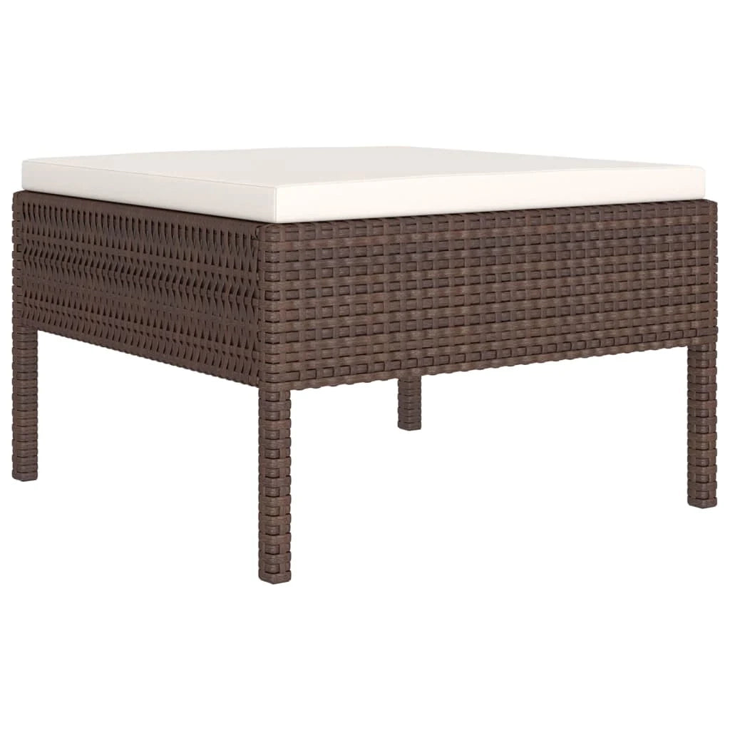 Set di mobili da giardino mobili da esterno 5 pezzi con cuscini resina intrecciata marrone 02_0016463
