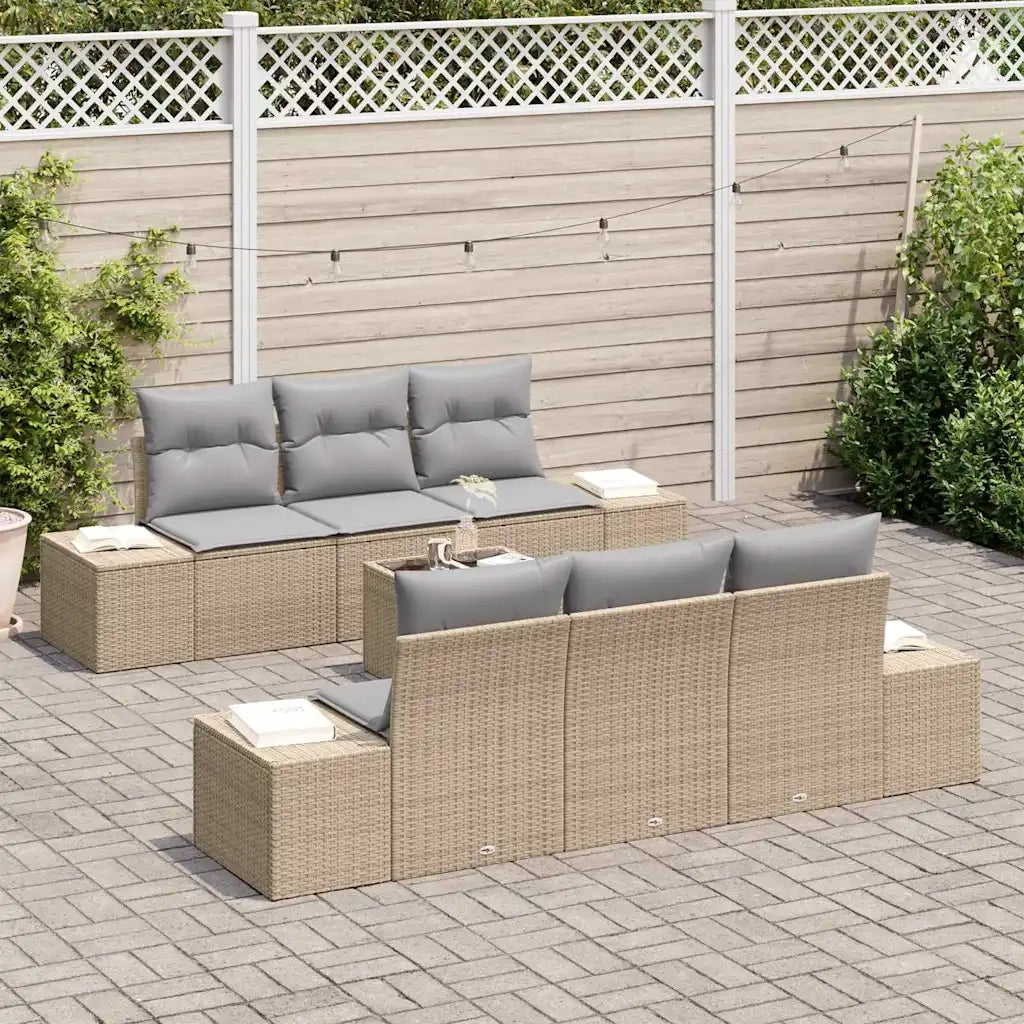 Set Divano da Giardino 8 pcs Beige e grigio polyrattan