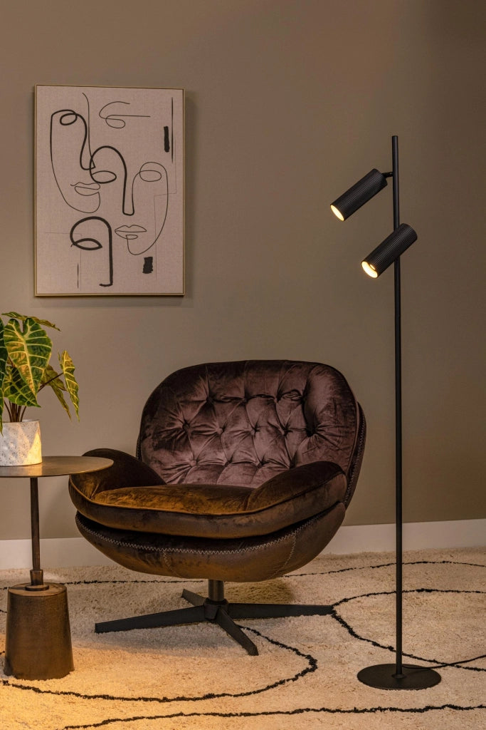 Lampada da terra CLUBS 2xGU10 nera alluminio Lucide