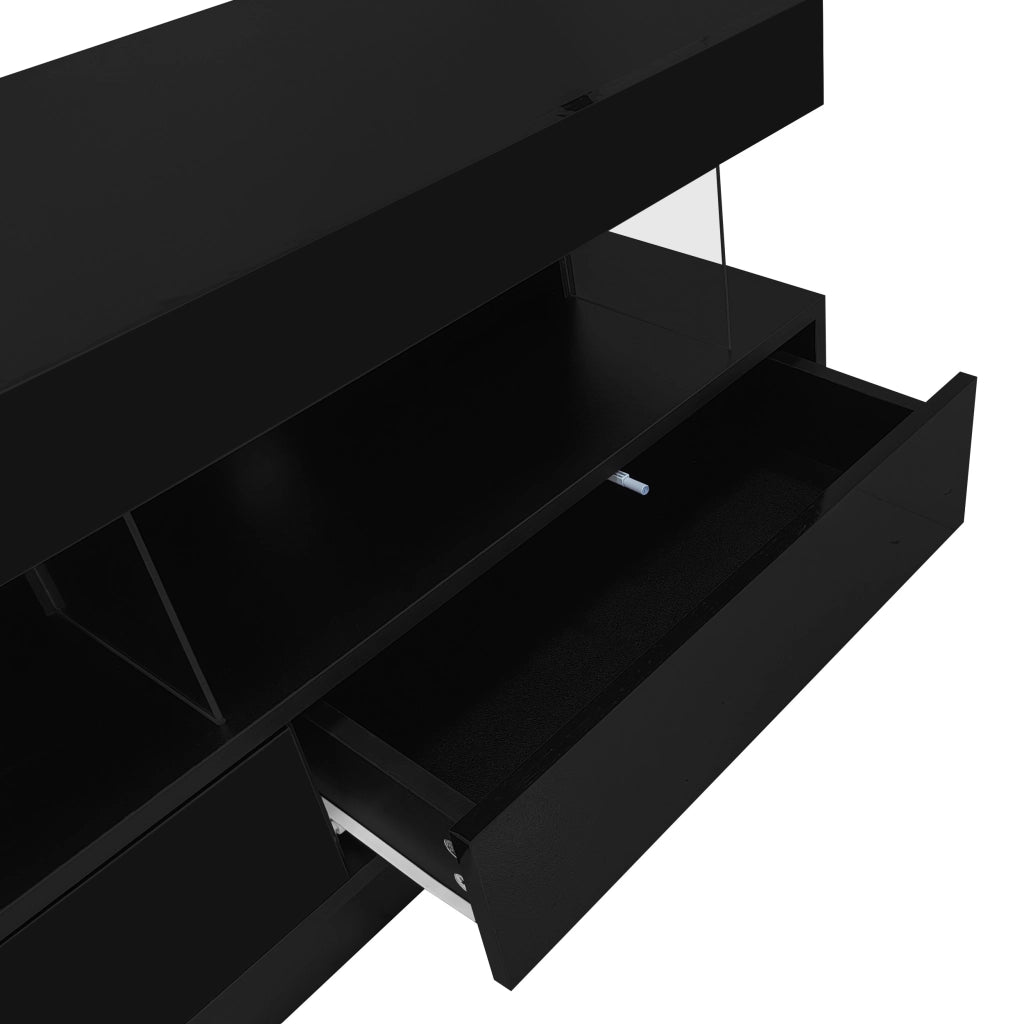 Cassettiera per TV nera lucida in truciolare lunga 160 cm