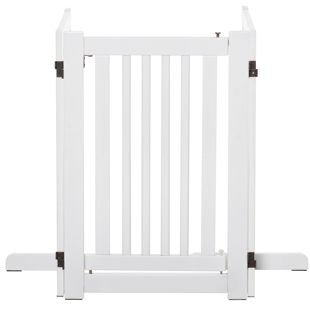 EasyComfort Cancellino per Cani Pieghevole a 3 Pannelli, Porta Centrale con Blocco, Struttura in MDF, 155x76cm Bianco