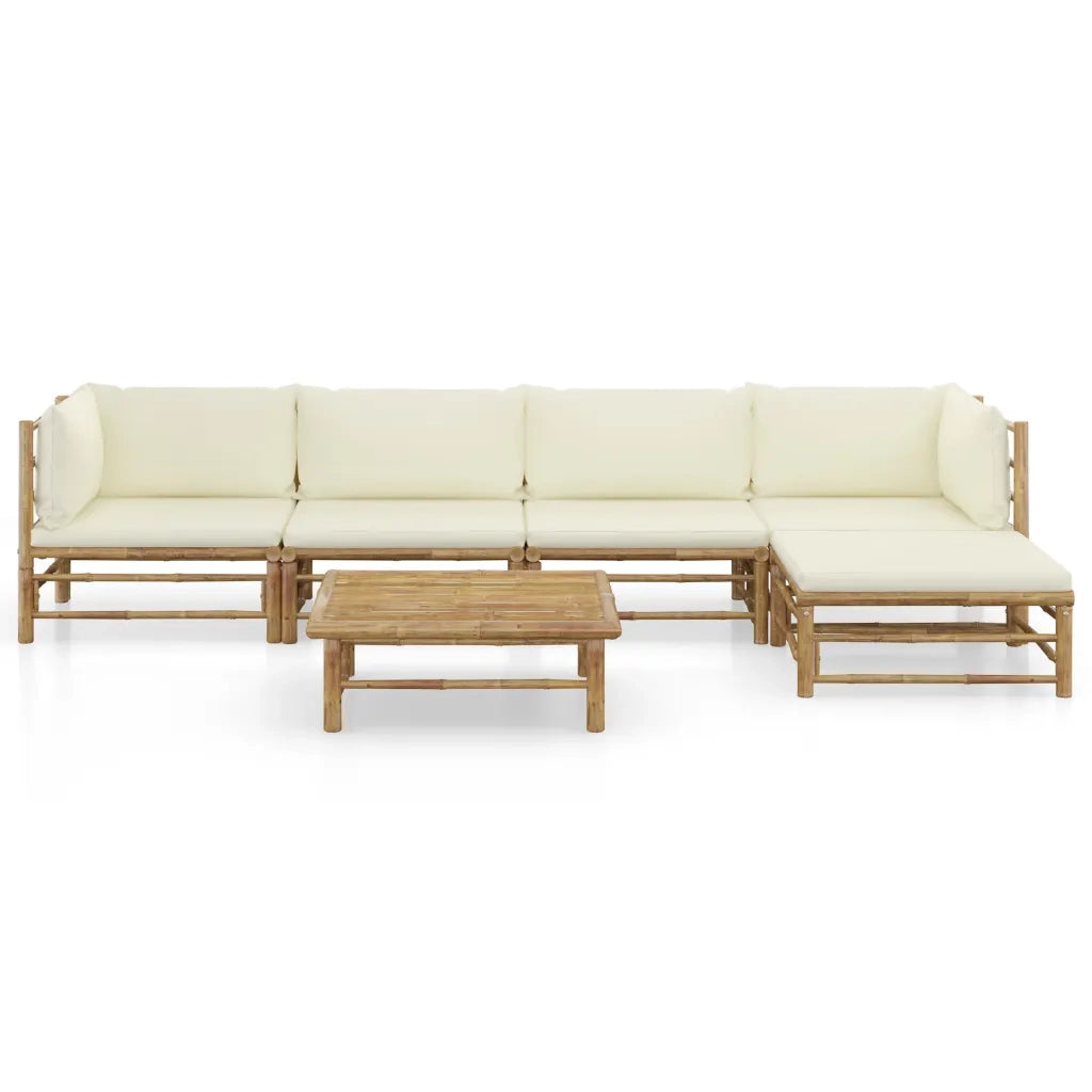 Set Divani da Giardino 6 pz con Cuscini Bianco Crema in BambÃ¹ cod mxl 46129