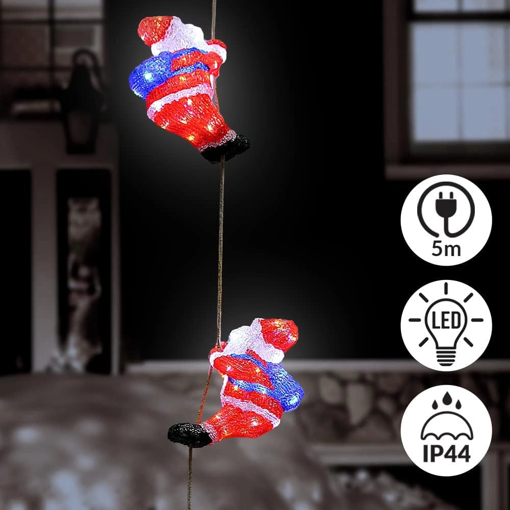 ® LED Figura Acrilica 3x Babbo Natale 30cm Decorazione Natalizia Interno Esterno Festa Natale Balcone Luci Led Deco Design