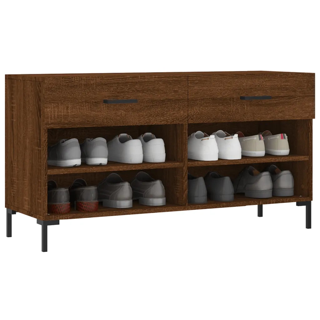Panca Porta Scarpe | Scarpiera | Mobile per scarpe Rovere Marrone 102x35x55cm Legno Multistrato