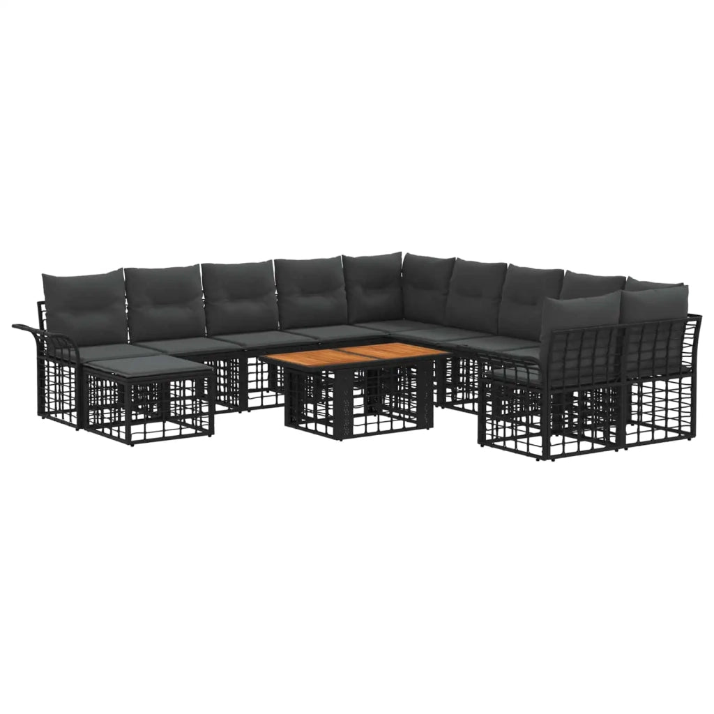 Set Divano da Giardino 12 pz Nero e Grigio scuro polyrattan 3438041