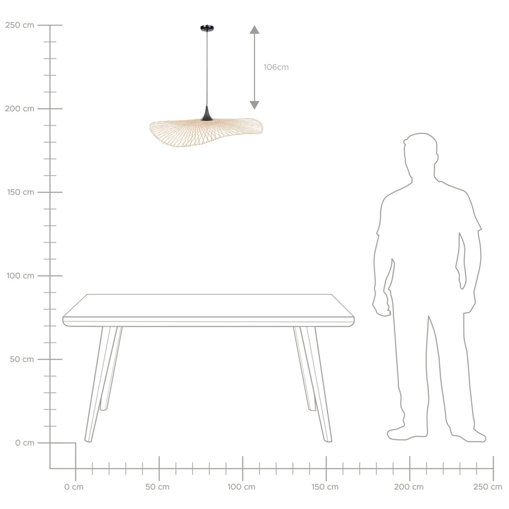 Lampada a Sospensione Luce Legno Bambù Ovale Paralume 130 cm Lampada a Sospensione a Soffitto