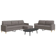 Set di Divani 3 pz con Poggiapiedi Tortora in Tessuto 3278334