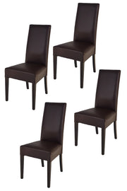 Set 4 sedie Luisa Tommychairs in faggio color wengé, seduta e schienale rivestiti in pelle artificiale color moka