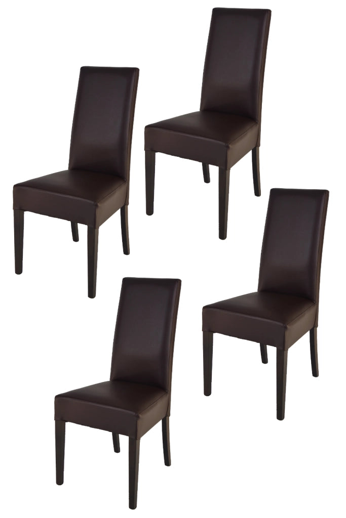 Set 4 sedie Luisa Tommychairs in faggio color wengé, seduta e schienale rivestiti in pelle artificiale color moka