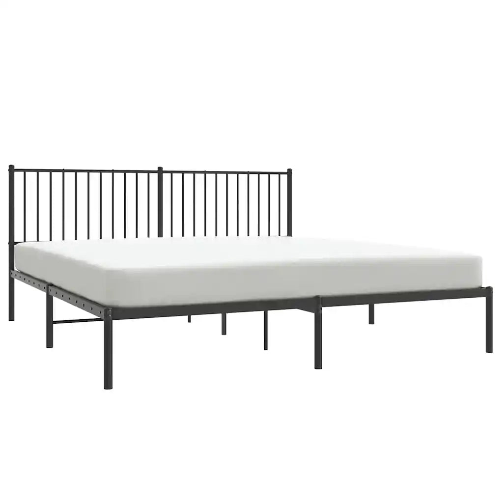Letto matrimoniale | Letto per adulti | Giroletto con Testiera in Metallo Nero 183x213 cm