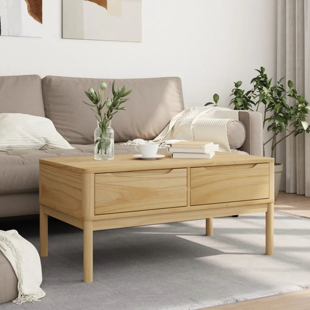 Tavolino da salotto | Tavolino da caff¨¨ | Tavolino da Soggiorno FLORO Marrone Cera 99x55,5x45 cm in Legno di Pino