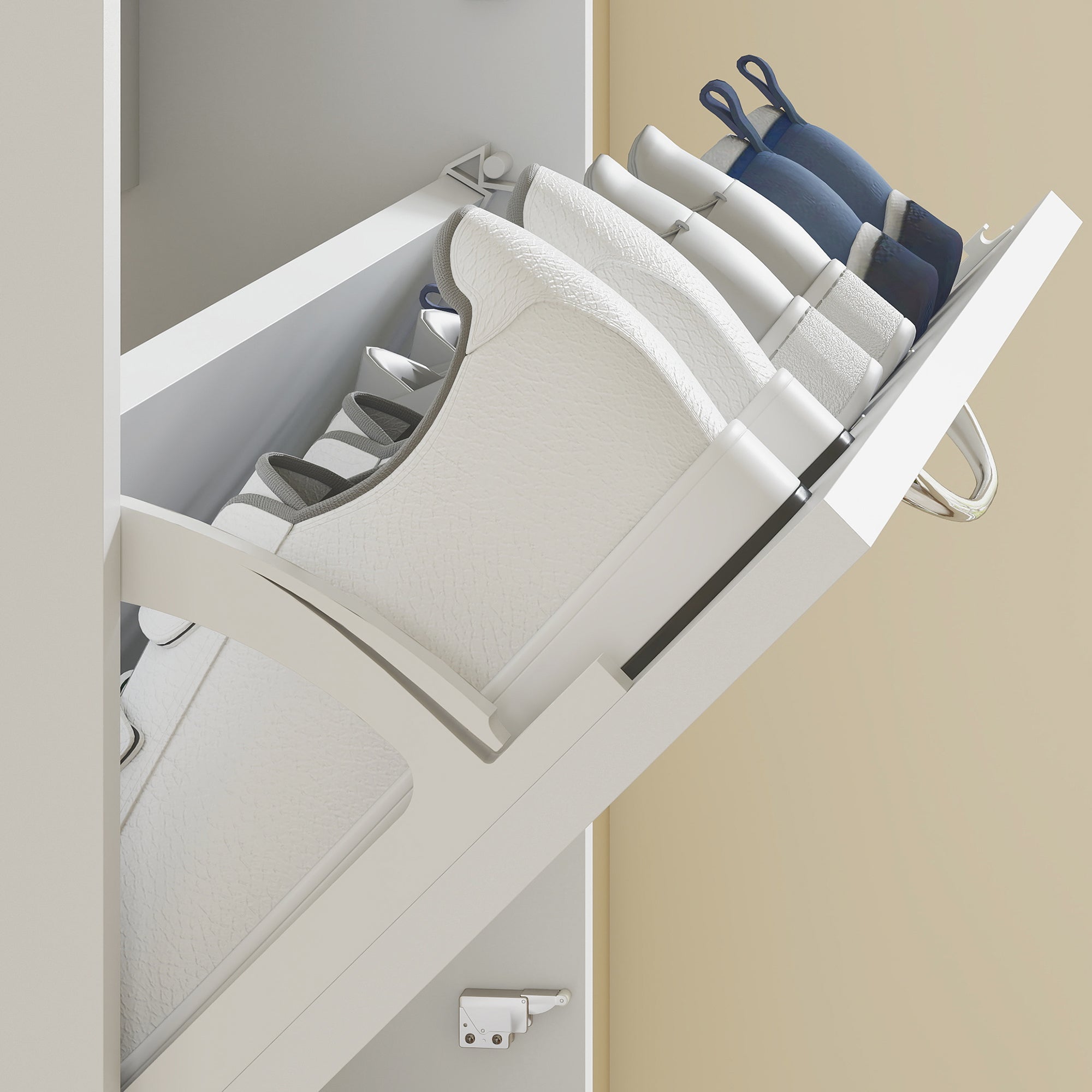 Mobile Scarpiera a 5 Ante Antiribaltamento 65x17x180.5 cm in Legno Bianco