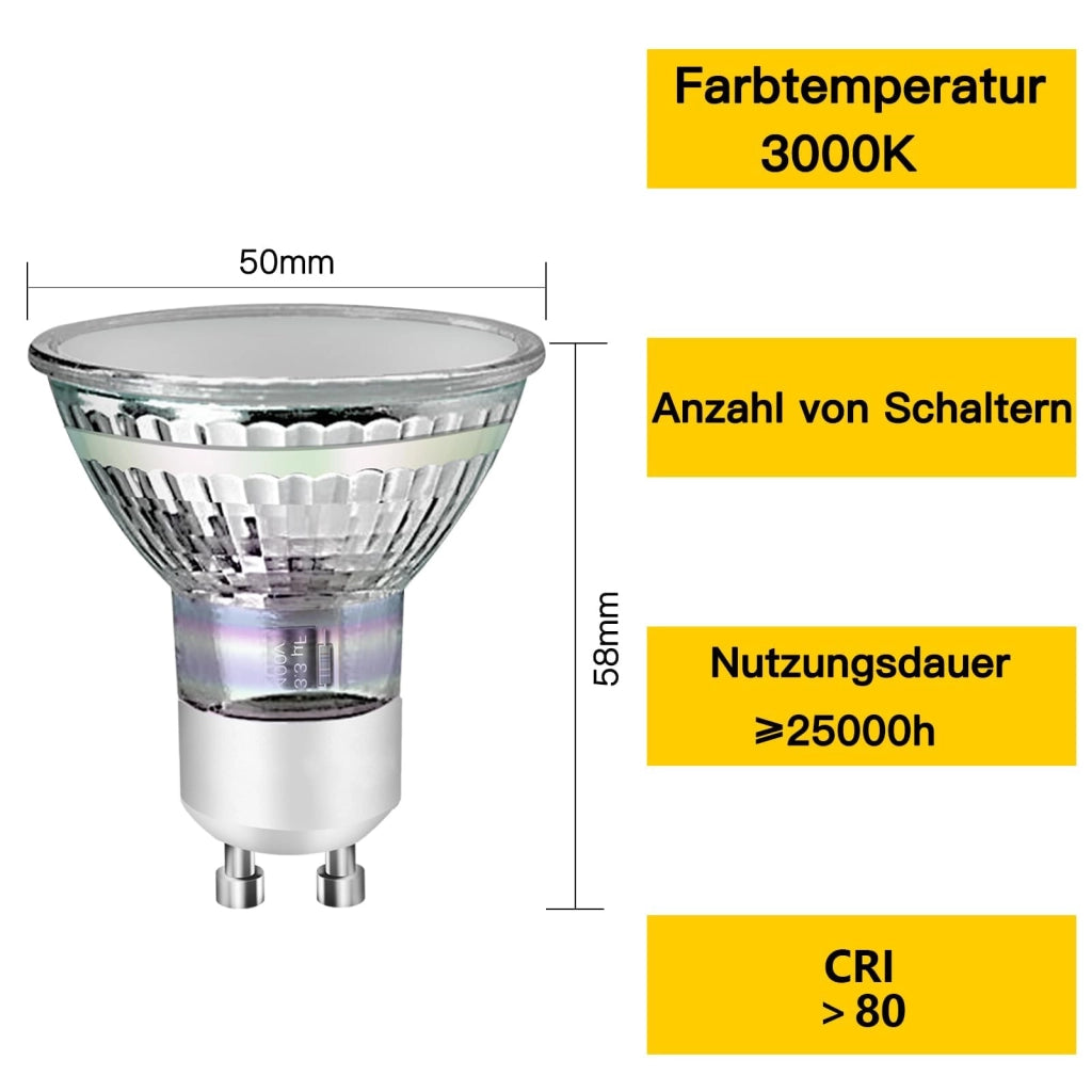 ZMH 10 x GU10 Lampadina LED Bianco Caldo 3W 30W Lampada a Risparmio Energetico 3000K Angolo del Fascio 110°