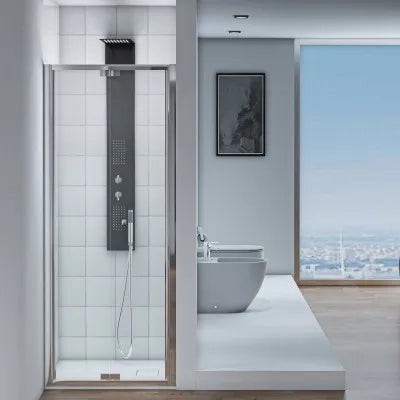 Porta doccia nicchia 80 cm a soffietto con vetro in cristallo trasparente Ted