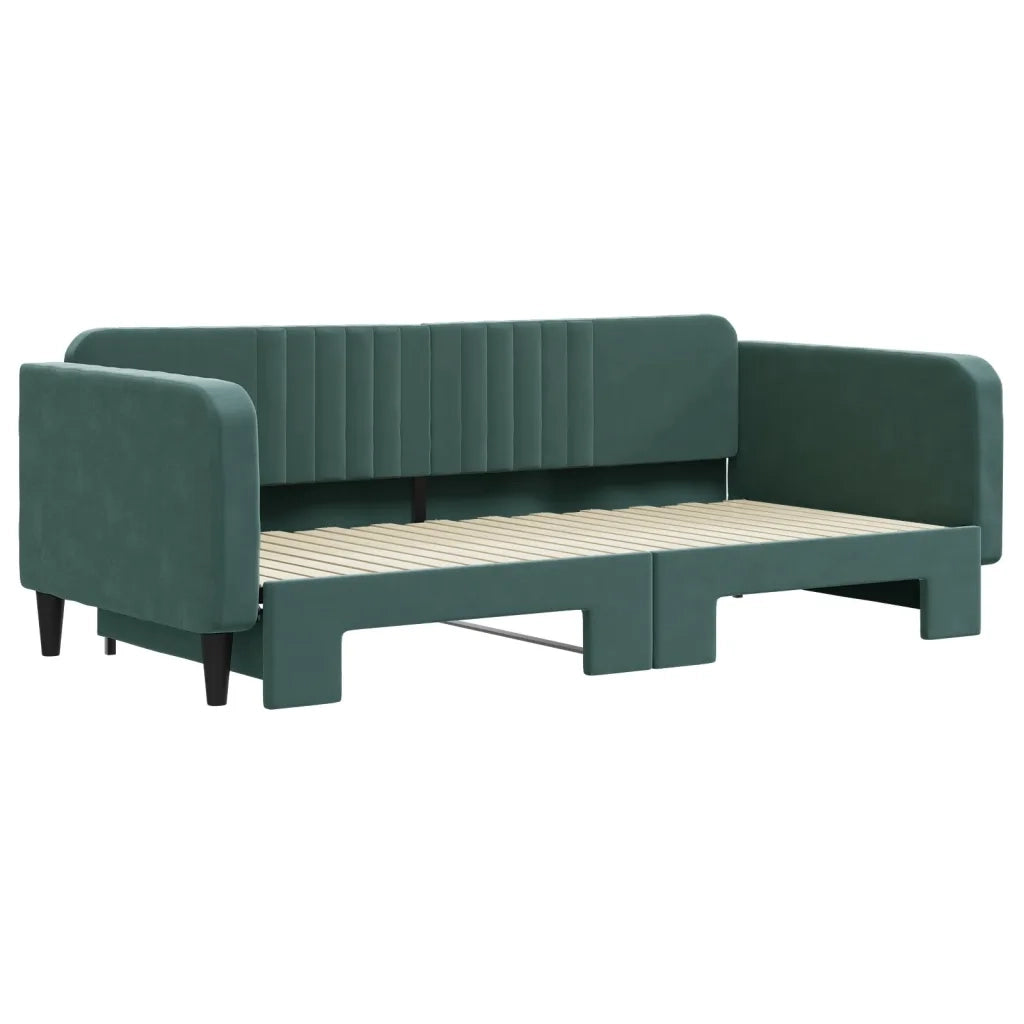 Divano Letto con Letto Estraibile Verde Scuro 100x200cm Velluto 3197072