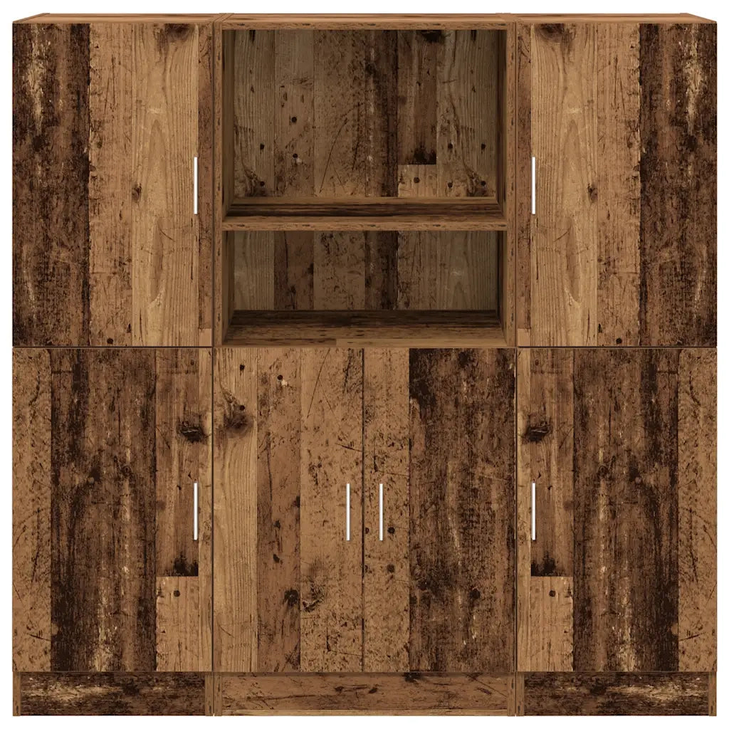 Set di Mobili da Cucina 3 pz Legno Antico in Truciolato 3324158