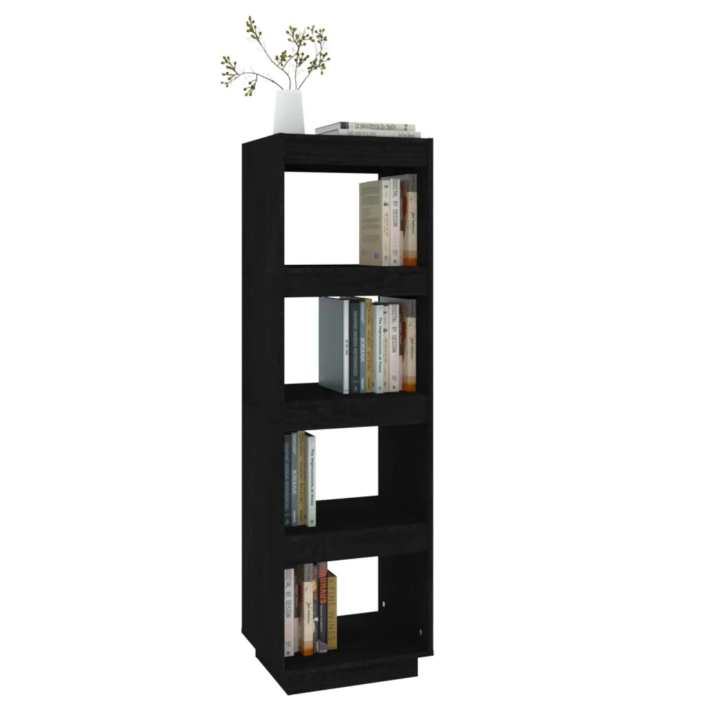 Libreria/Divisorio Nero 40x35x135 cm in Legno Massello di Pino 810853