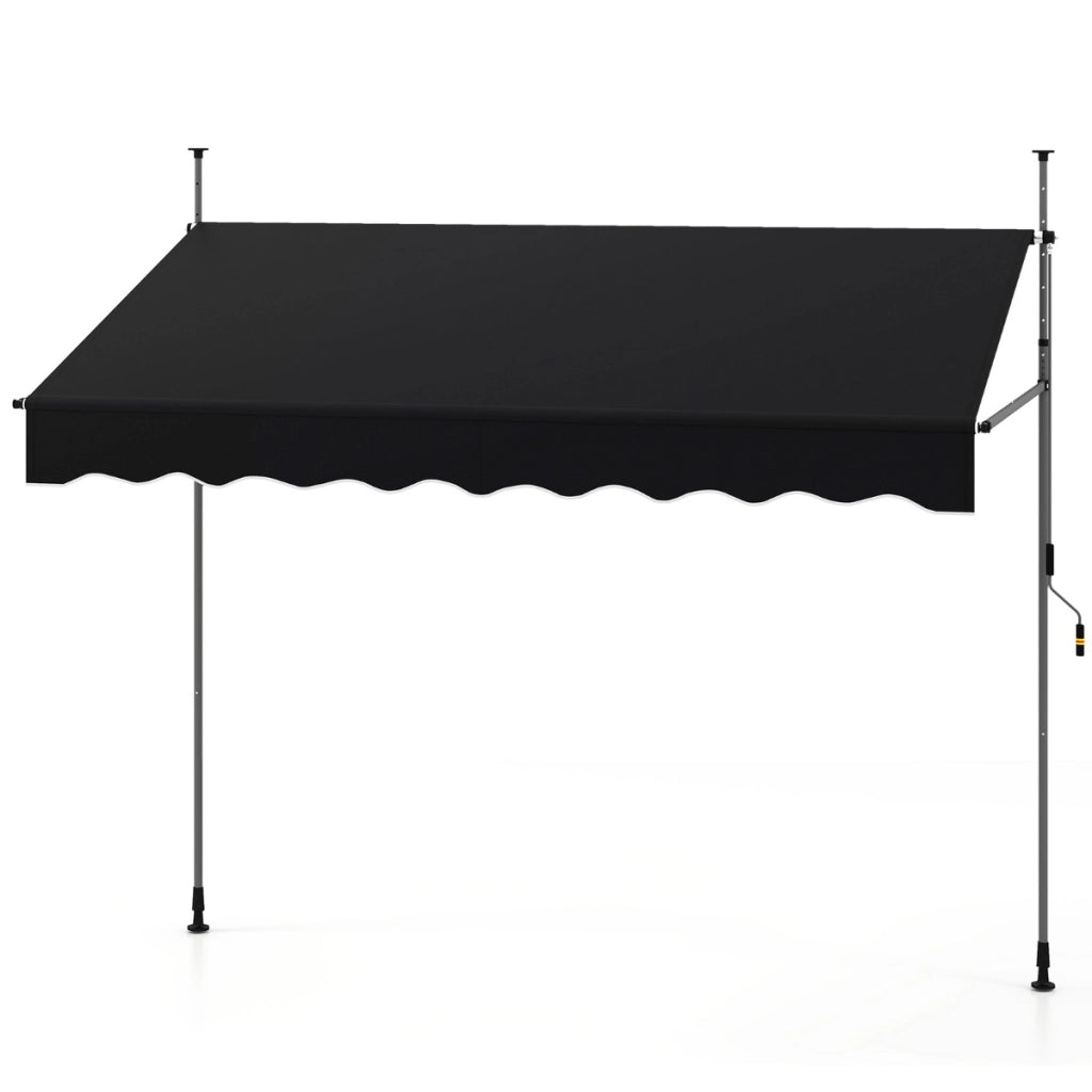 Tenda da sole retrattile manuale con manovella, Tettuccio da esterno regolabile in altezza 250 x 300 cm Nero-Tende parasole