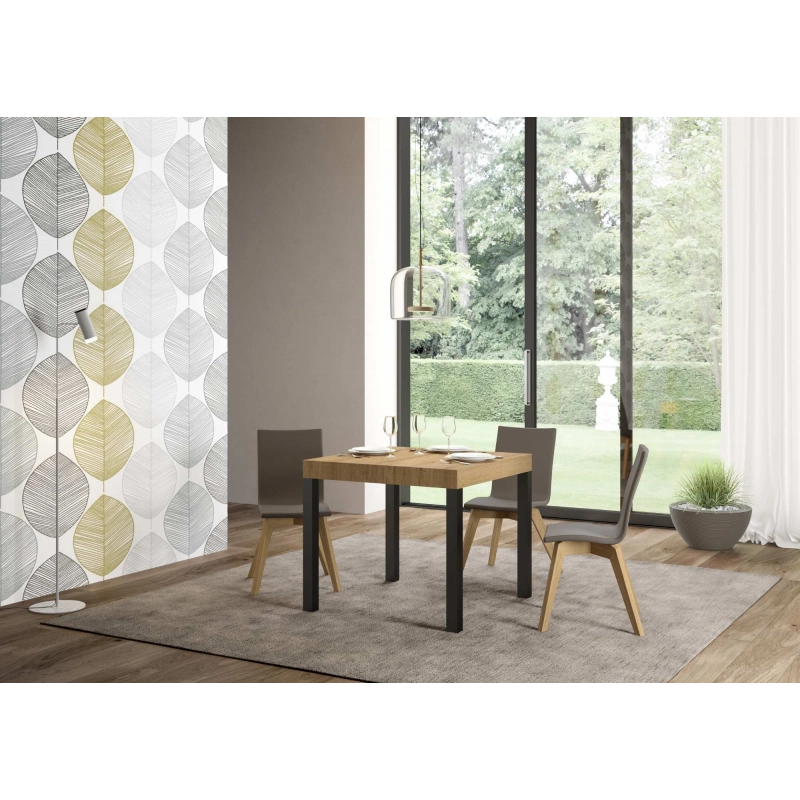Tavolo allungabile 90x90/246 cm Everyday Premium telaio Antracite - Quercia Natura