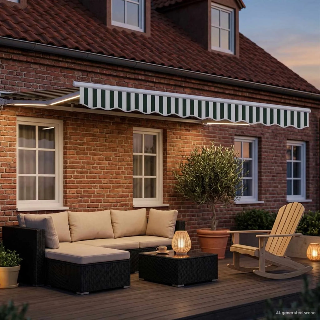 Cornice per Tenda Manuale con LED Verde e Bianco 2,5 x 2 m 3420514