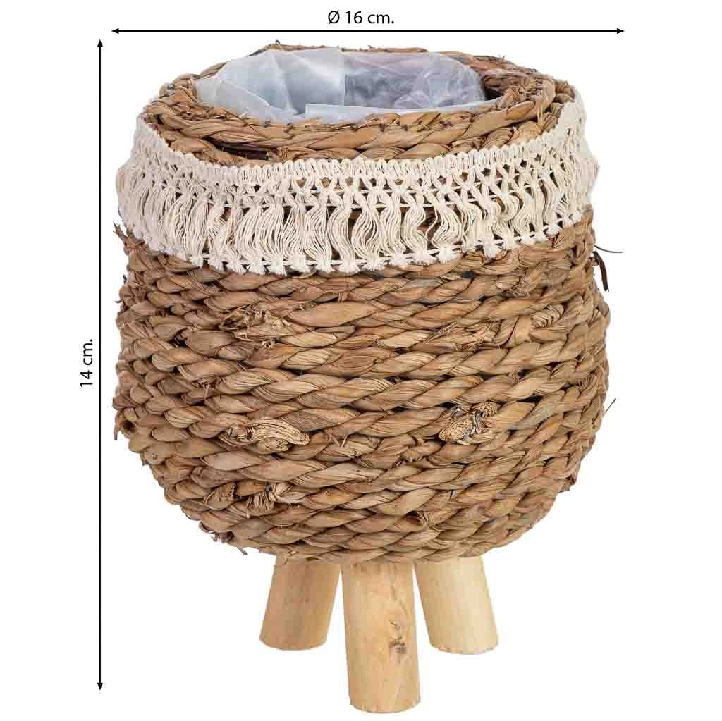 Fioriera in corda con gambe 16x16x14h cm