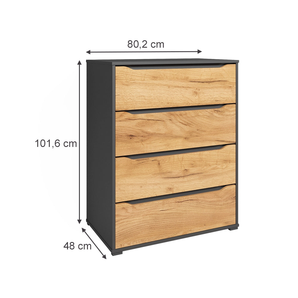 Vicco Credenza Quercia dorata/antracite 48 x 101.6 cm con cassetti